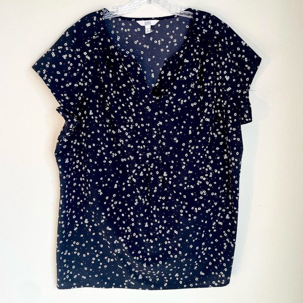 Croft & Barrow black Floral Blouse 1X